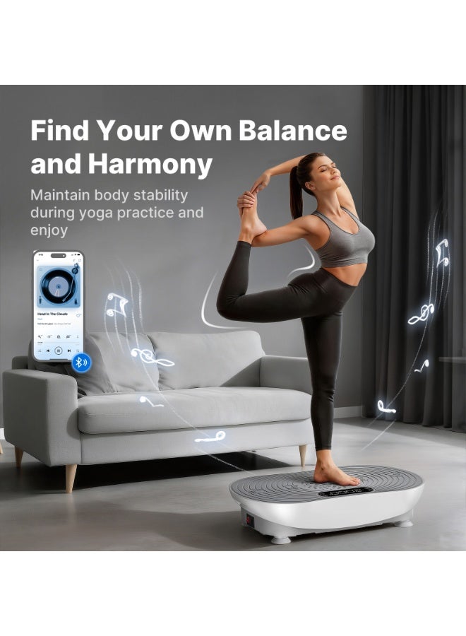 MERACH Vibration Plate Exercise Machine, Vibrating Platform for Lymphatic Drainage Weight Loss Muscle Activation, Full Body Home Exercise Equipment with LED Touch Screen Bluetooth Pull Cord - Image 4